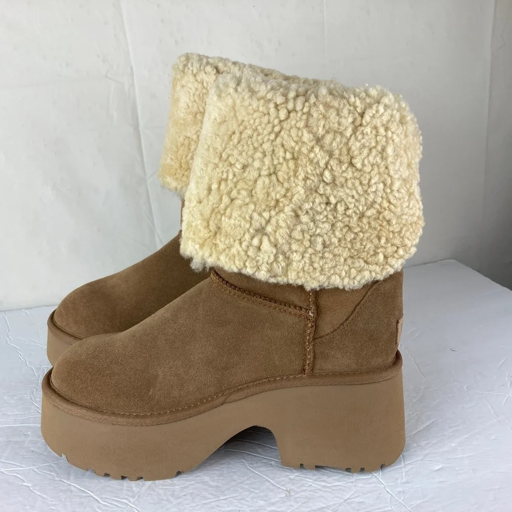 NEW UGG New‎ Heights Tall pr Fold Over Platform Boots Women 8 Suede Leather $260
